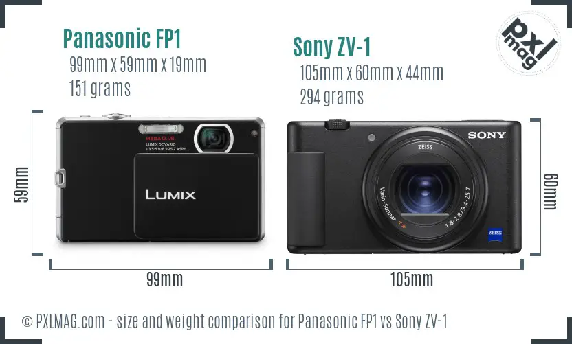 Panasonic FP1 vs Sony ZV-1 size comparison