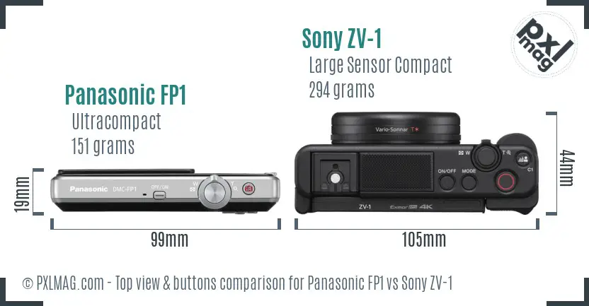 Panasonic FP1 vs Sony ZV-1 top view buttons comparison