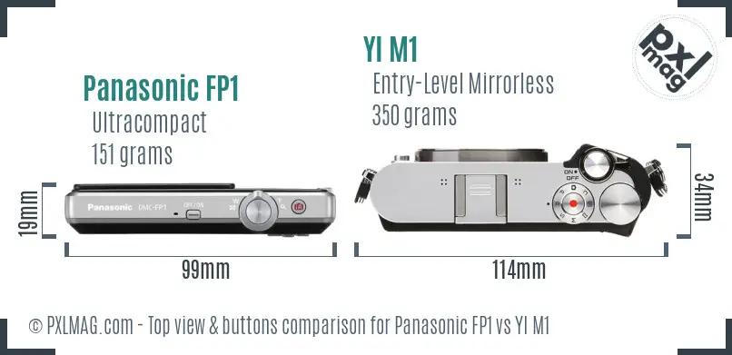 Panasonic FP1 vs YI M1 top view buttons comparison