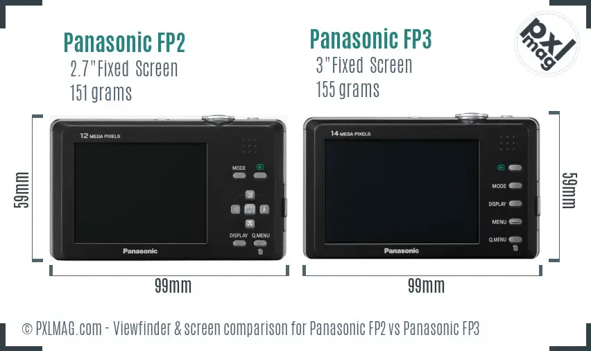 Panasonic FP2 vs Panasonic FP3 Screen and Viewfinder comparison