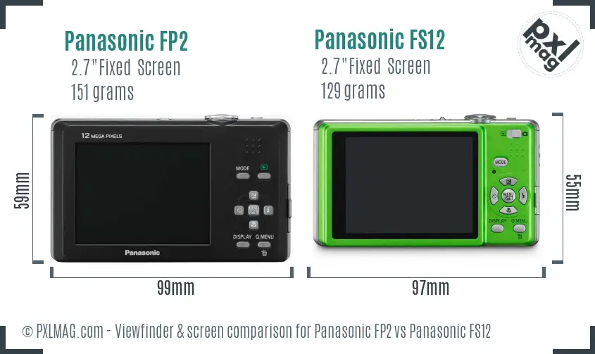 Panasonic FP2 vs Panasonic FS12 Screen and Viewfinder comparison