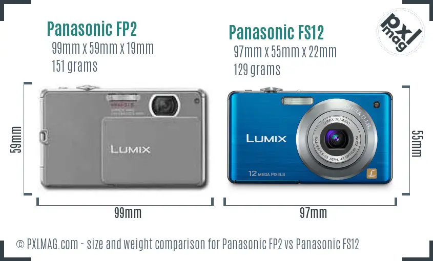 Panasonic FP2 vs Panasonic FS12 size comparison