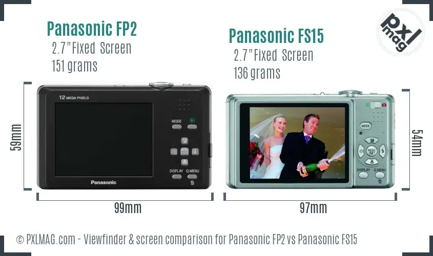 Panasonic FP2 vs Panasonic FS15 Screen and Viewfinder comparison