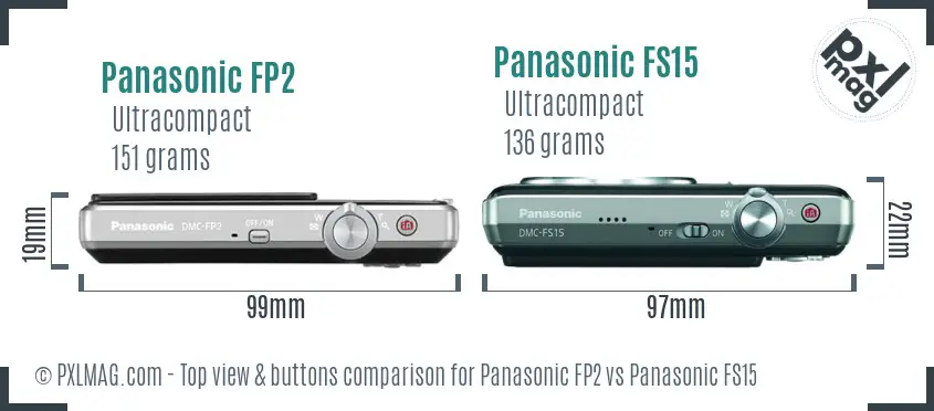Panasonic FP2 vs Panasonic FS15 top view buttons comparison