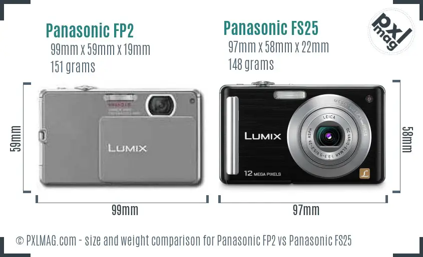 Panasonic FP2 vs Panasonic FS25 size comparison