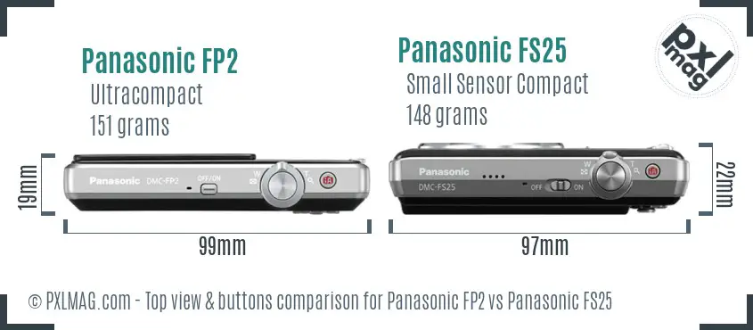 Panasonic FP2 vs Panasonic FS25 top view buttons comparison