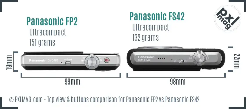 Panasonic FP2 vs Panasonic FS42 top view buttons comparison