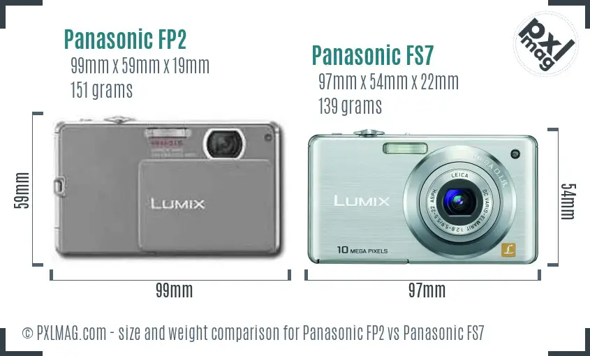 Panasonic FP2 vs Panasonic FS7 size comparison