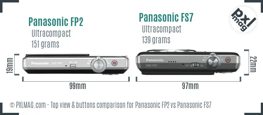 Panasonic FP2 vs Panasonic FS7 top view buttons comparison