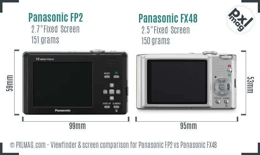 Panasonic FP2 vs Panasonic FX48 Screen and Viewfinder comparison Panasonic FP2 vs Panasonic FX48 Screen and Viewfinder comparison