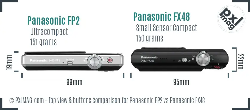 Panasonic FP2 vs Panasonic FX48 top view buttons comparison Panasonic FP2 vs Panasonic FX48 top view buttons comparison