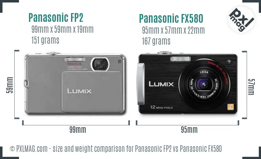 Panasonic FP2 vs Panasonic FX580 size comparison