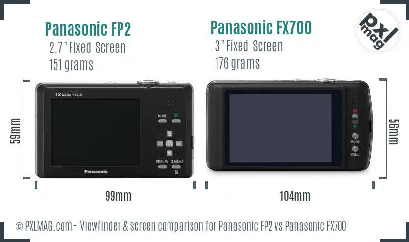 Panasonic FP2 vs Panasonic FX700 Screen and Viewfinder comparison