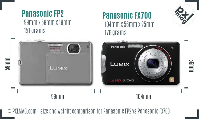 Panasonic FP2 vs Panasonic FX700 size comparison