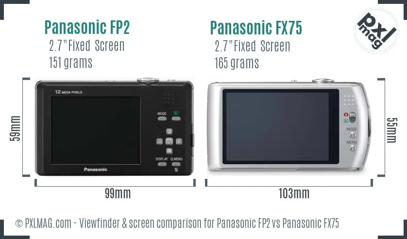 Panasonic FP2 vs Panasonic FX75 Screen and Viewfinder comparison
