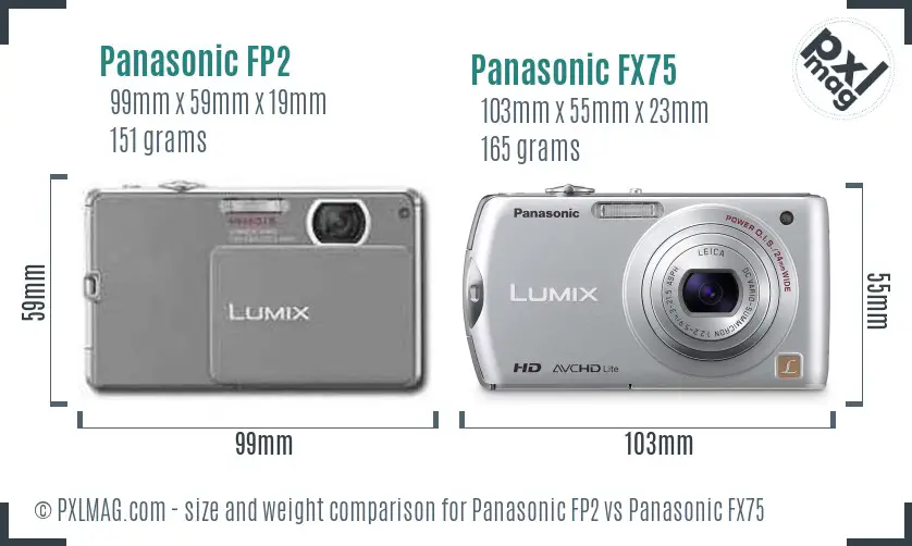 Panasonic FP2 vs Panasonic FX75 size comparison