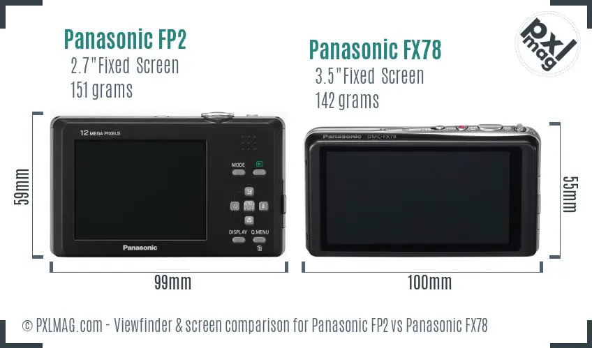 Panasonic FP2 vs Panasonic FX78 Screen and Viewfinder comparison