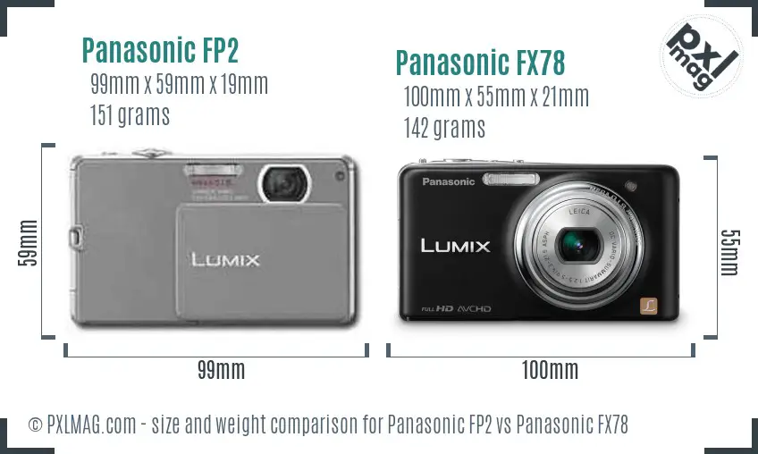 Panasonic FP2 vs Panasonic FX78 size comparison