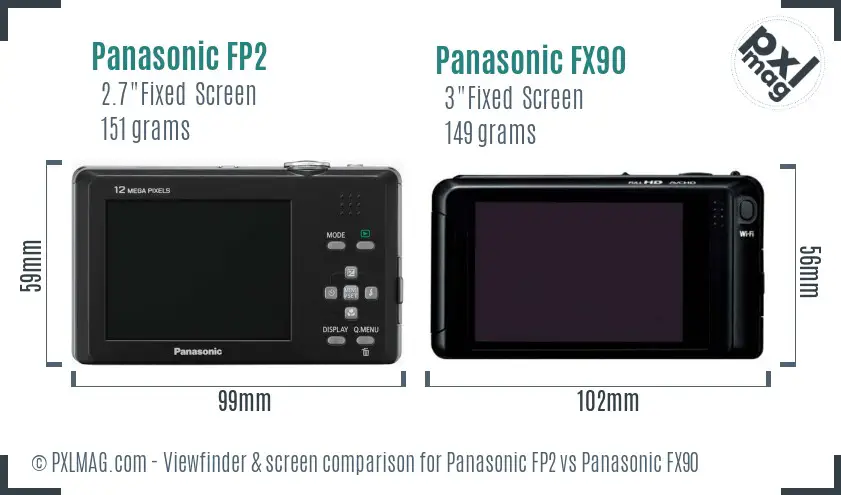 Panasonic FP2 vs Panasonic FX90 Screen and Viewfinder comparison Panasonic FP2 vs Panasonic FX90 Screen and Viewfinder comparison