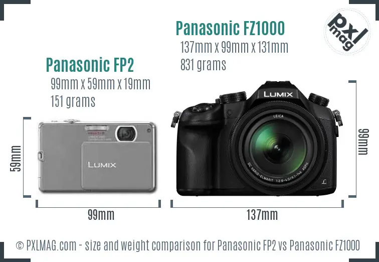 Panasonic FP2 vs Panasonic FZ1000 size comparison Panasonic FP2 vs Panasonic FZ1000 size comparison