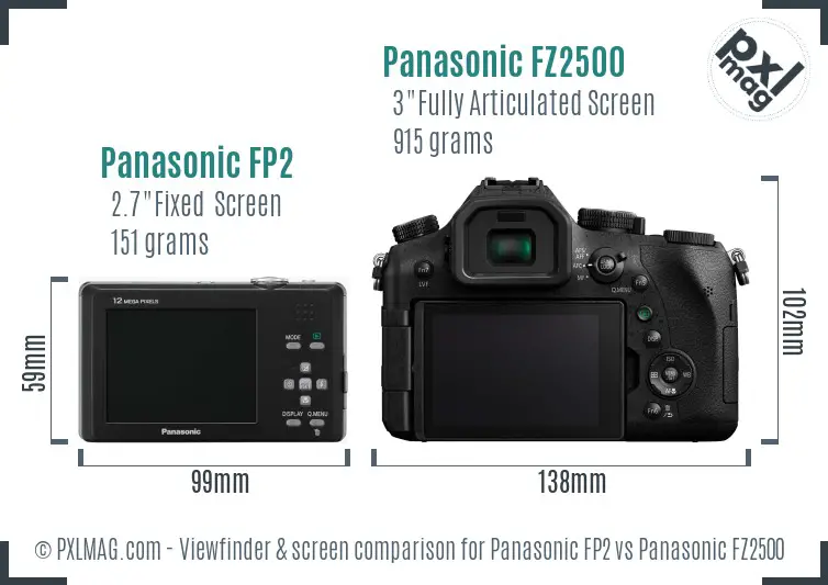 Panasonic FP2 vs Panasonic FZ2500 Screen and Viewfinder comparison Panasonic FP2 vs Panasonic FZ2500 Screen and Viewfinder comparison