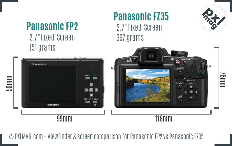 Panasonic FP2 vs Panasonic FZ35 Screen and Viewfinder comparison