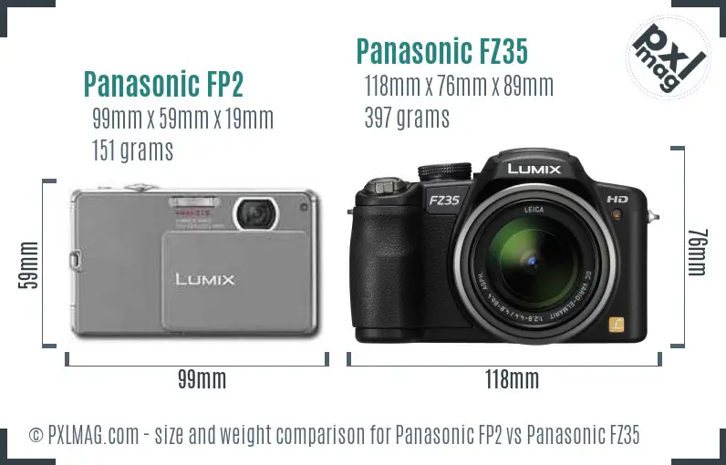Panasonic FP2 vs Panasonic FZ35 size comparison