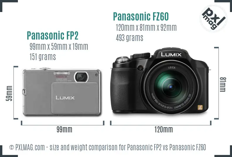Panasonic FP2 vs Panasonic FZ60 size comparison Panasonic FP2 vs Panasonic FZ60 size comparison