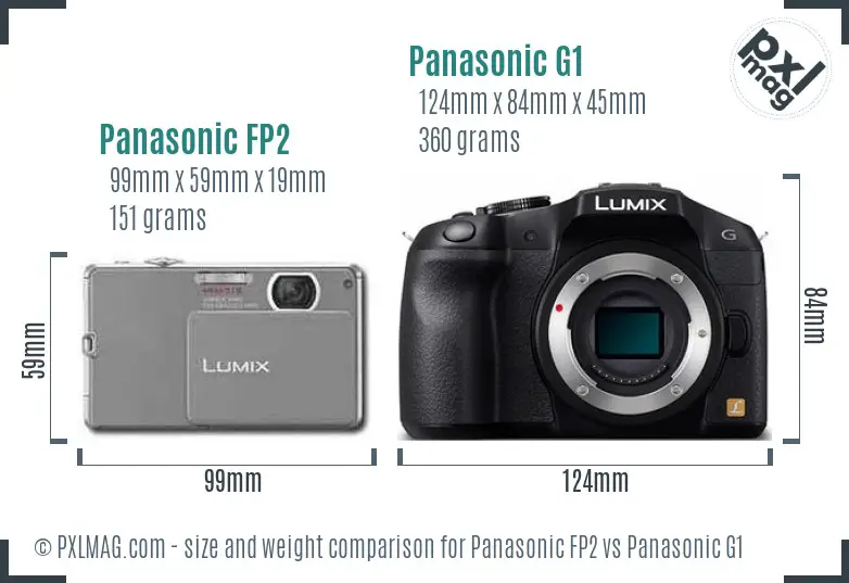 Panasonic FP2 vs Panasonic G1 size comparison