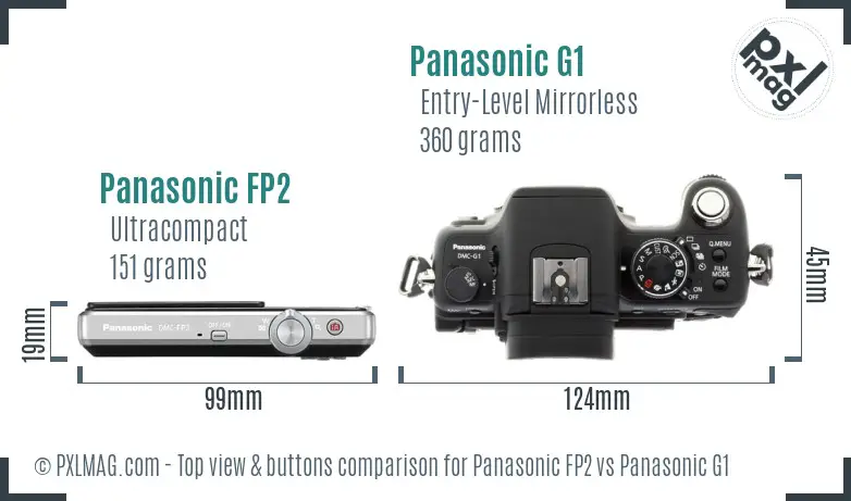 Panasonic FP2 vs Panasonic G1 top view buttons comparison