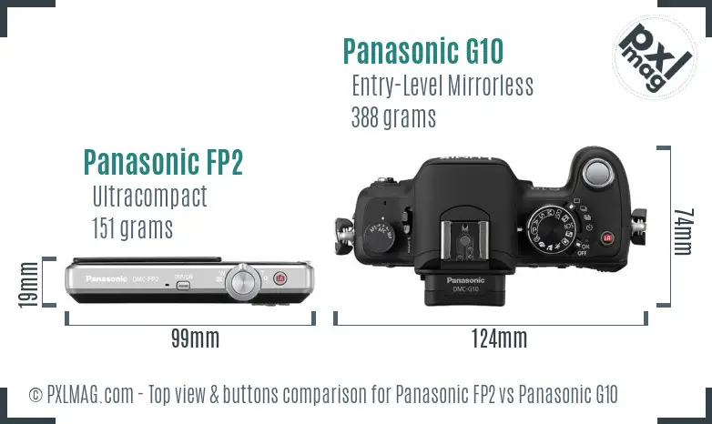 Panasonic FP2 vs Panasonic G10 top view buttons comparison