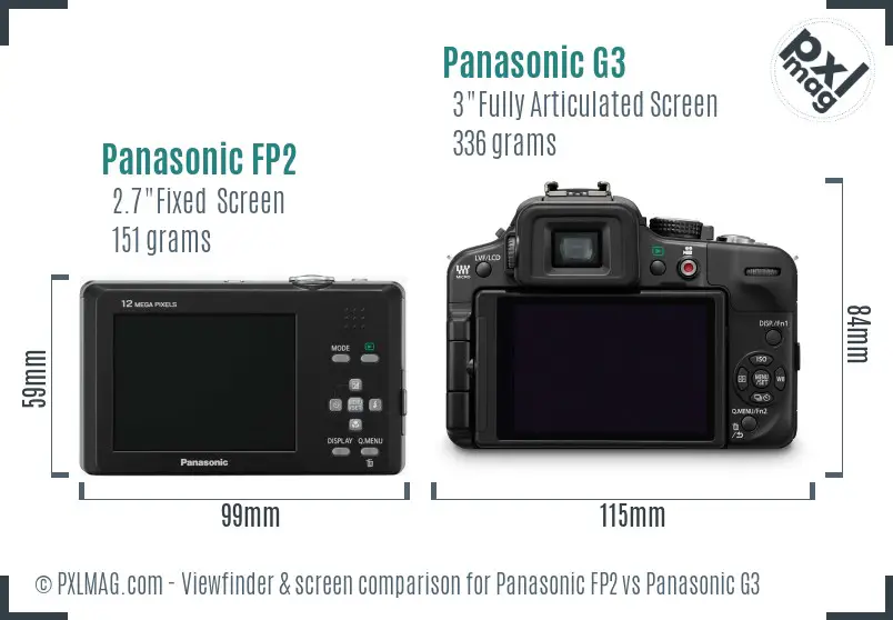 Panasonic FP2 vs Panasonic G3 Screen and Viewfinder comparison