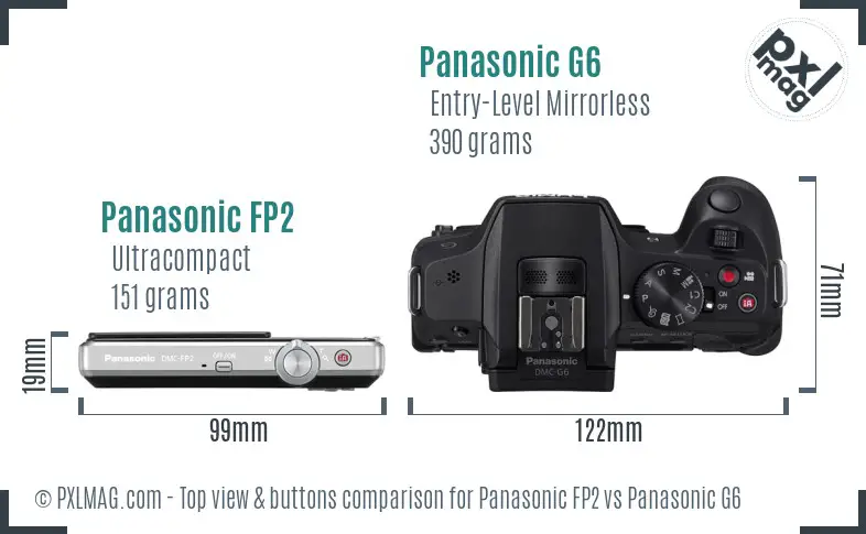 Panasonic FP2 vs Panasonic G6 top view buttons comparison