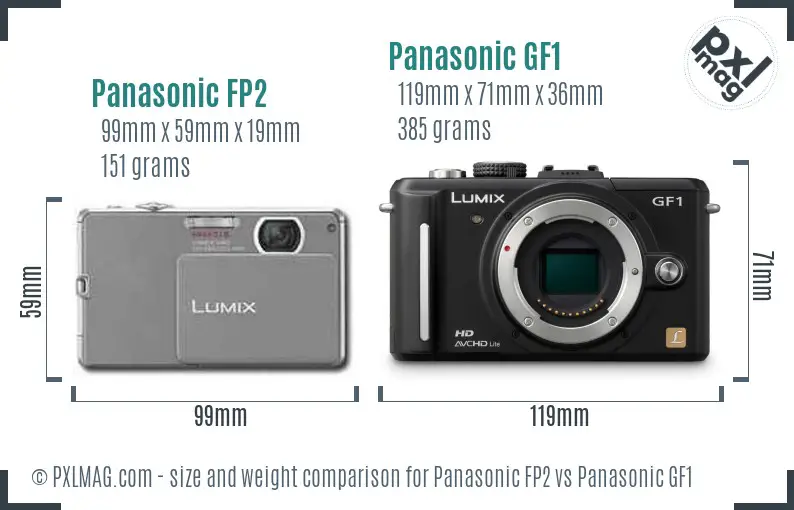 Panasonic FP2 vs Panasonic GF1 size comparison