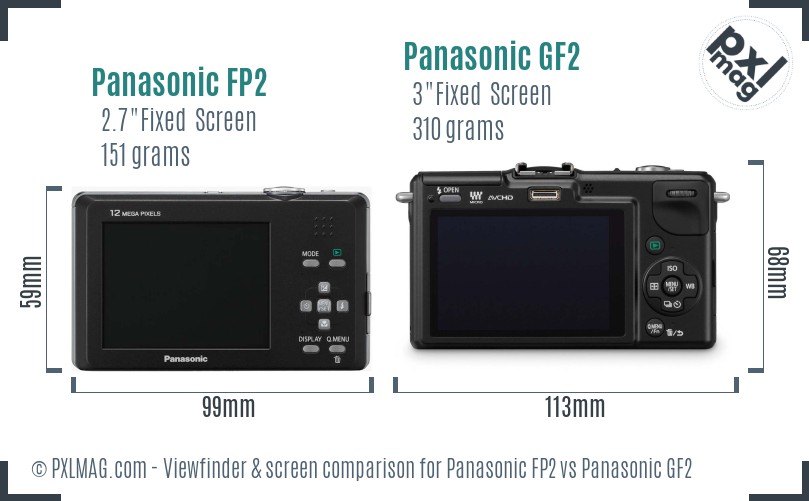 Panasonic FP2 vs Panasonic GF2 Screen and Viewfinder comparison