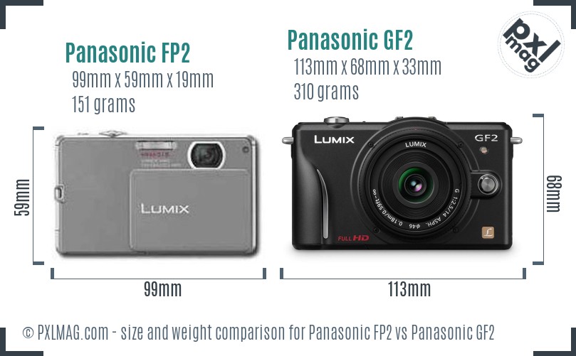 Panasonic FP2 vs Panasonic GF2 size comparison