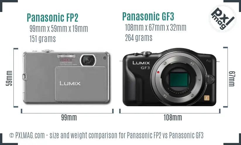 Panasonic FP2 vs Panasonic GF3 size comparison