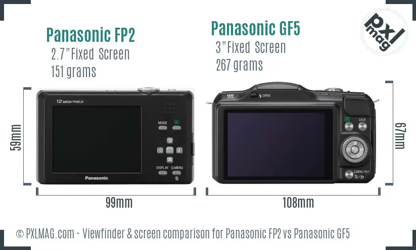 Panasonic FP2 vs Panasonic GF5 Screen and Viewfinder comparison