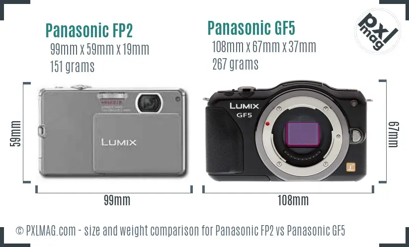 Panasonic FP2 vs Panasonic GF5 size comparison