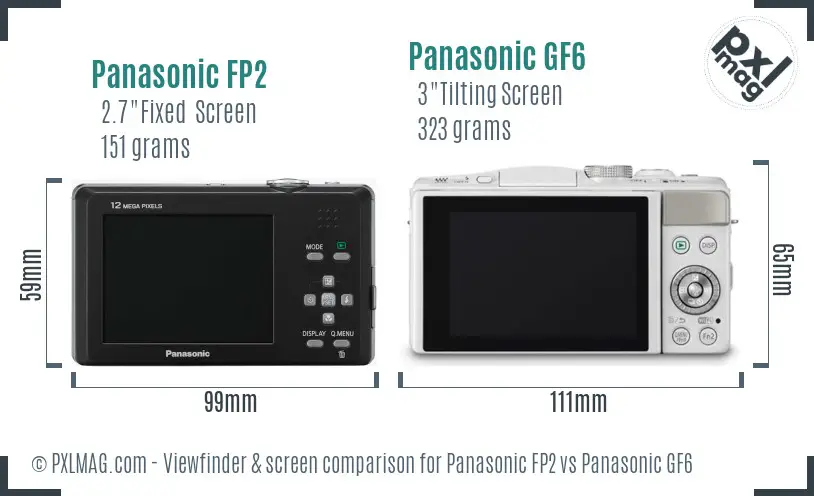 Panasonic FP2 vs Panasonic GF6 Screen and Viewfinder comparison