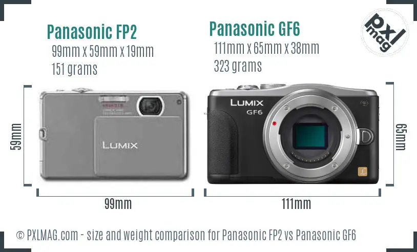 Panasonic FP2 vs Panasonic GF6 size comparison