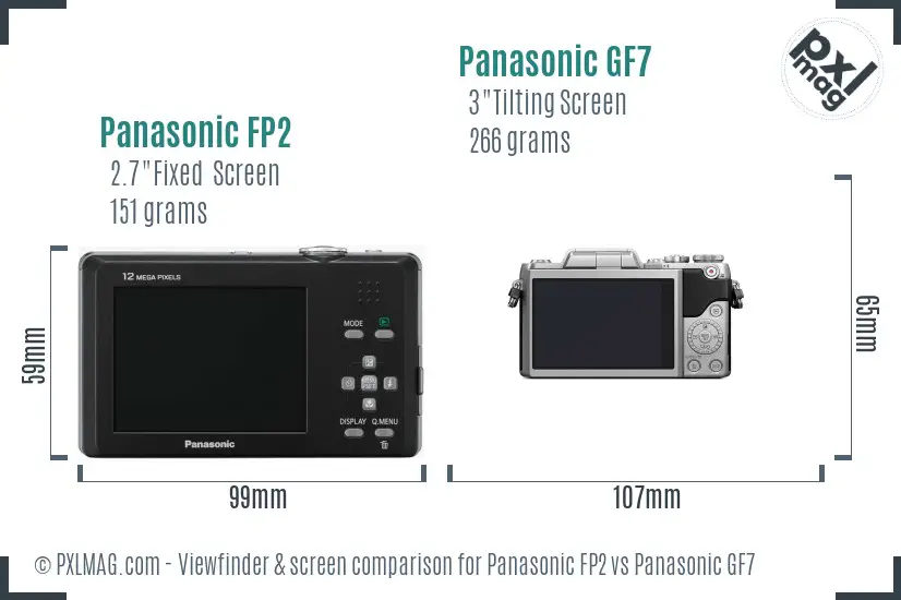 Panasonic FP2 vs Panasonic GF7 Screen and Viewfinder comparison