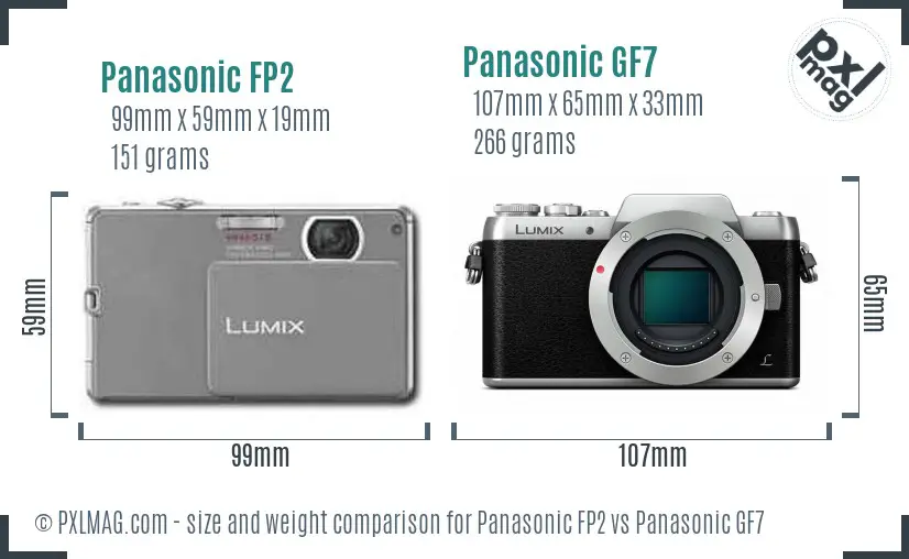 Panasonic FP2 vs Panasonic GF7 size comparison