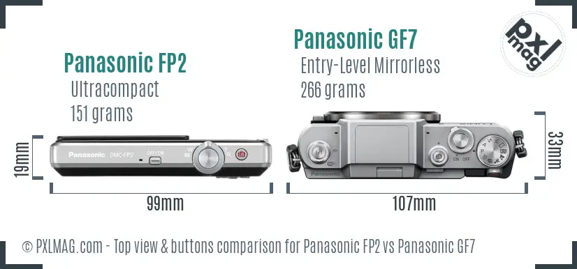 Panasonic FP2 vs Panasonic GF7 top view buttons comparison