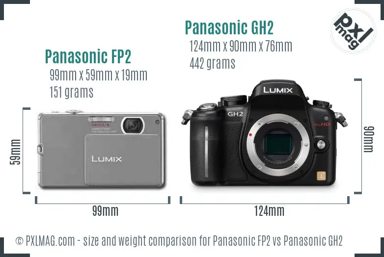 Panasonic FP2 vs Panasonic GH2 size comparison