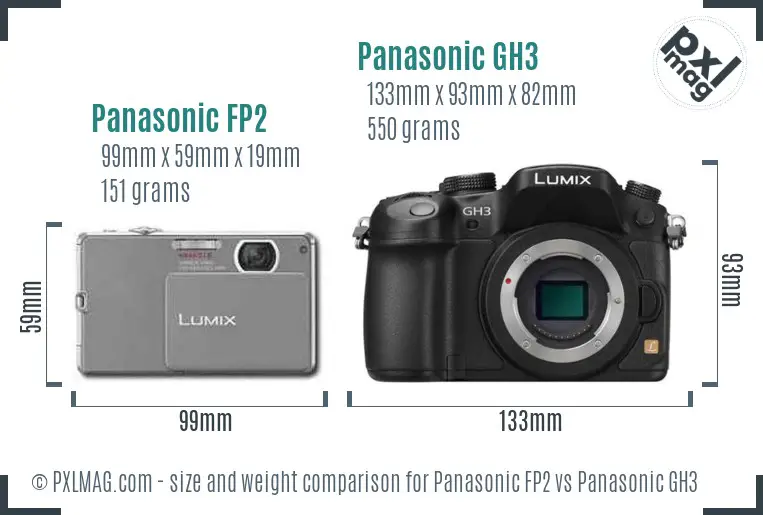 Panasonic FP2 vs Panasonic GH3 size comparison