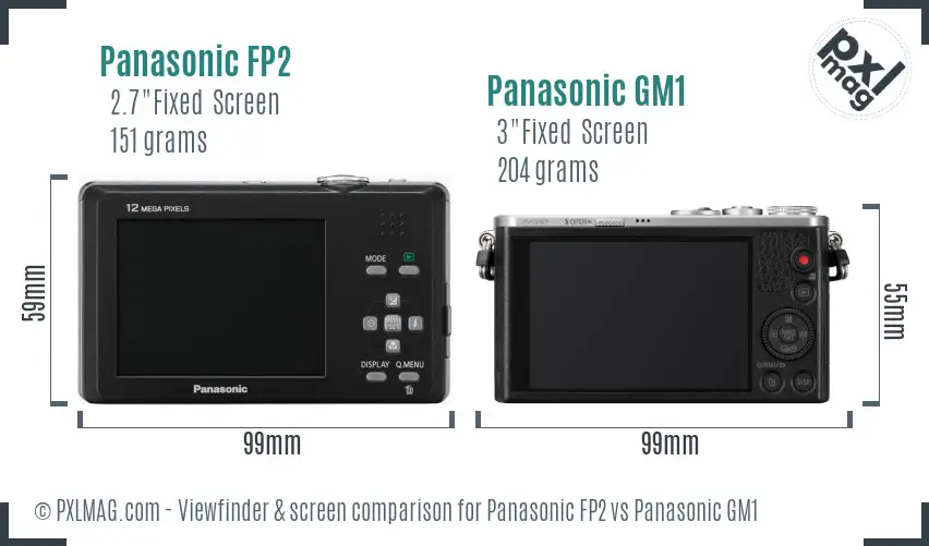 Panasonic FP2 vs Panasonic GM1 Screen and Viewfinder comparison