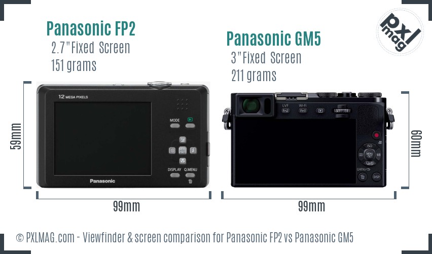 Panasonic FP2 vs Panasonic GM5 Screen and Viewfinder comparison