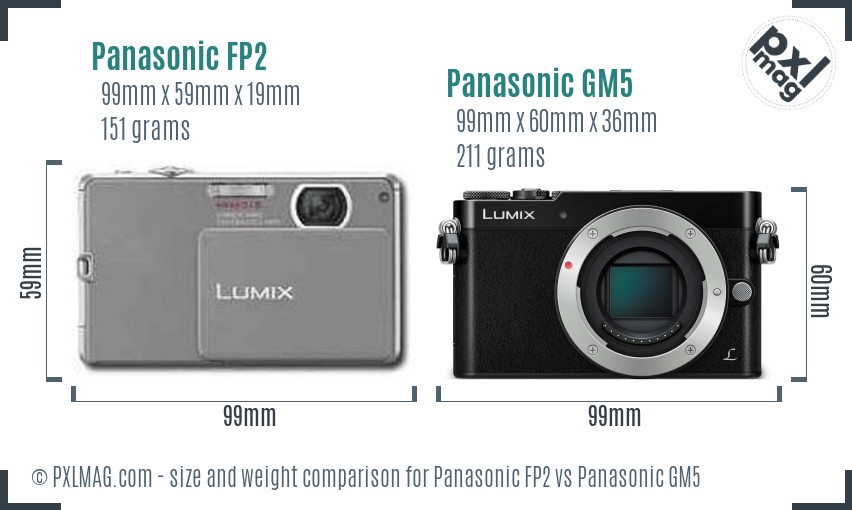Panasonic FP2 vs Panasonic GM5 size comparison