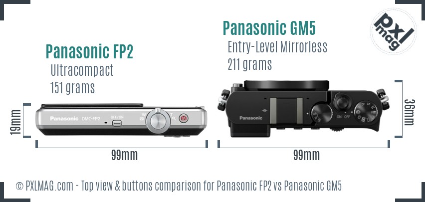 Panasonic FP2 vs Panasonic GM5 top view buttons comparison